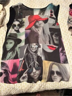 Ocasion Multi-Photo Collage Graphic Tank with Red Accent